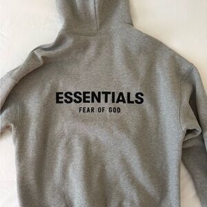 Essentials Gray Hoodie with Black Logo